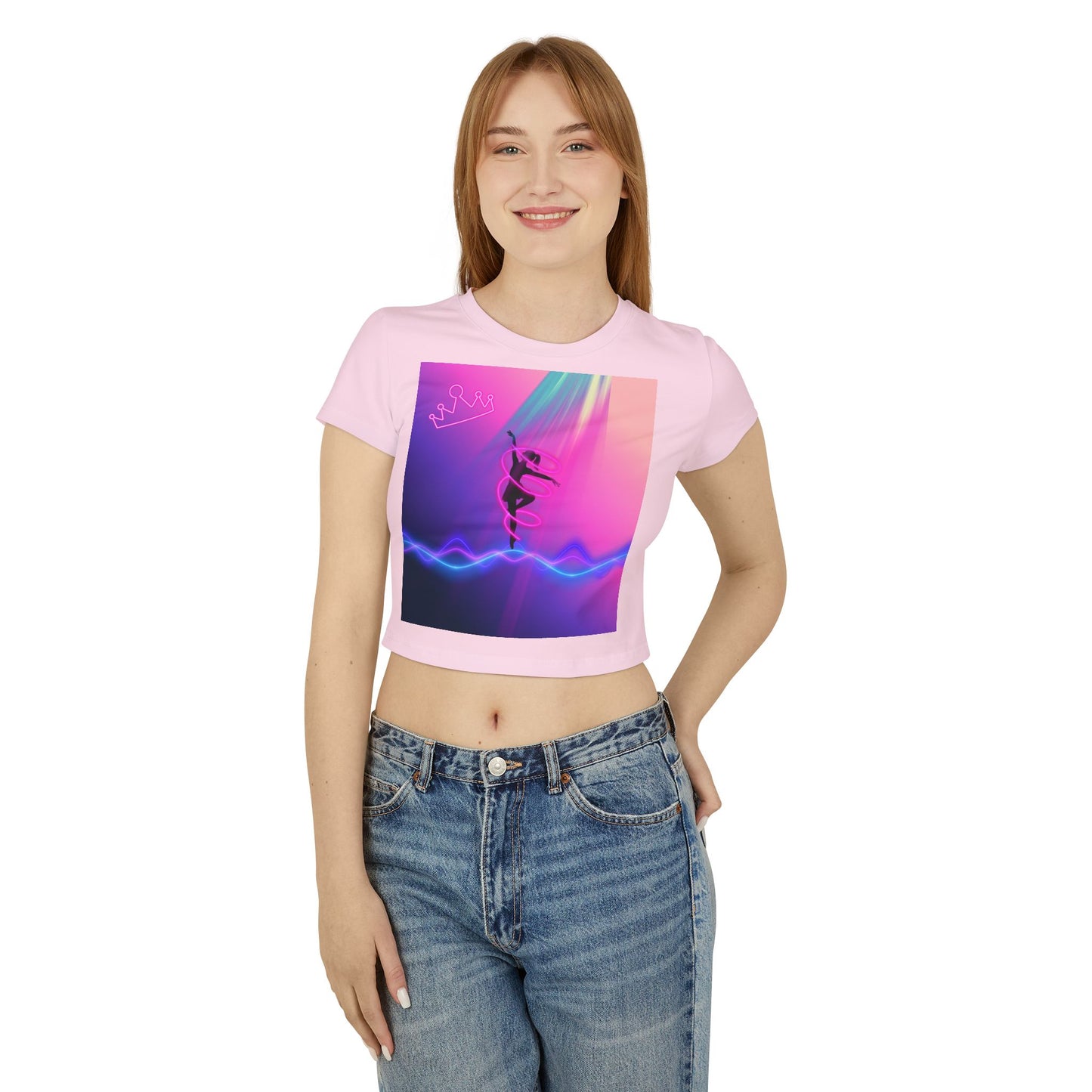 Neon Aerialist Dancer Crop Tee | Pink Purple Vaporwave