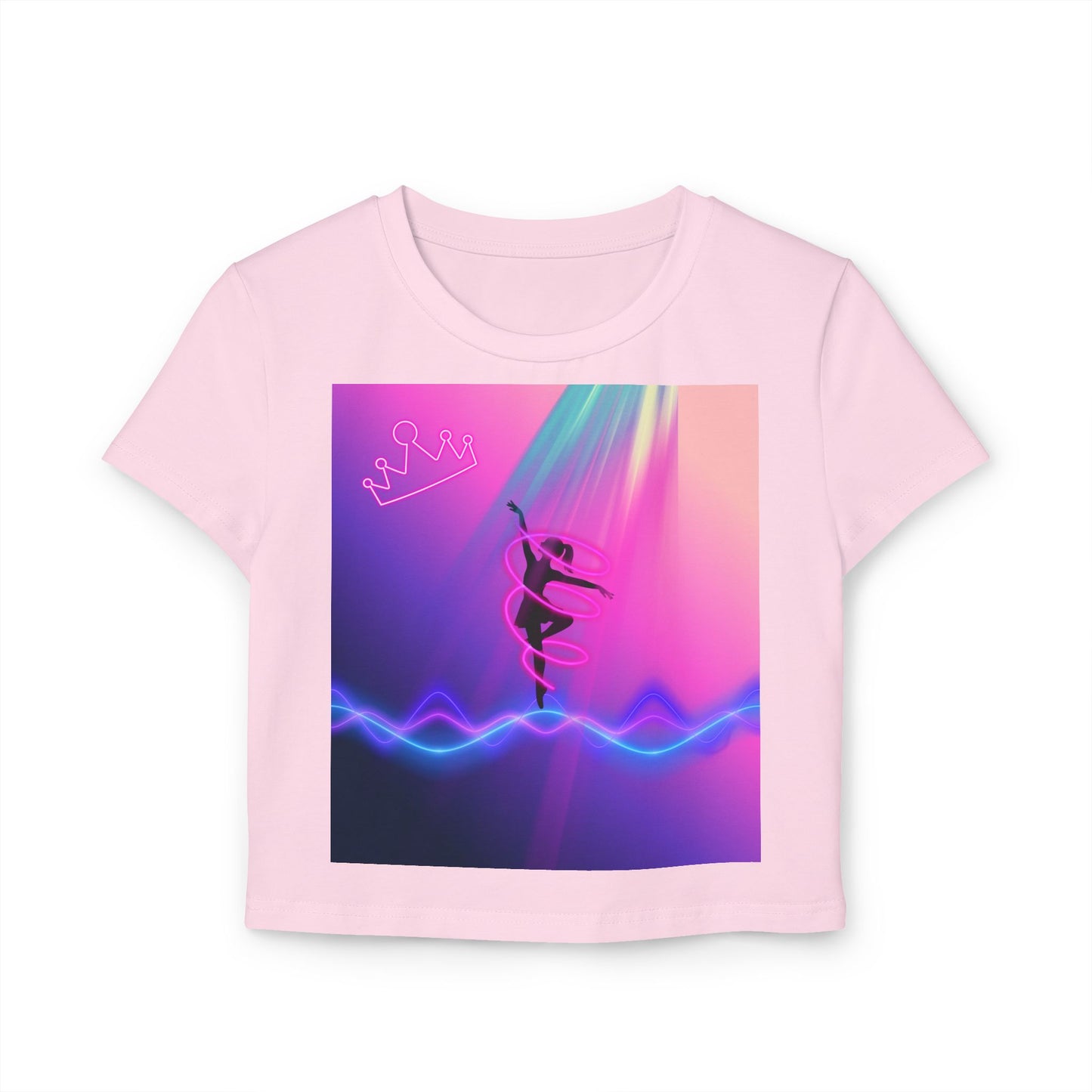 Neon Aerialist Dancer Crop Tee | Pink Purple Vaporwave