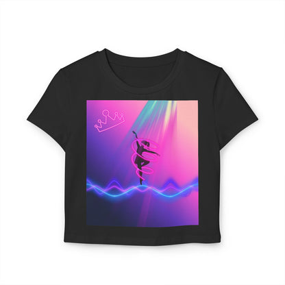 Neon Aerialist Dancer Crop Tee | Pink Purple Vaporwave