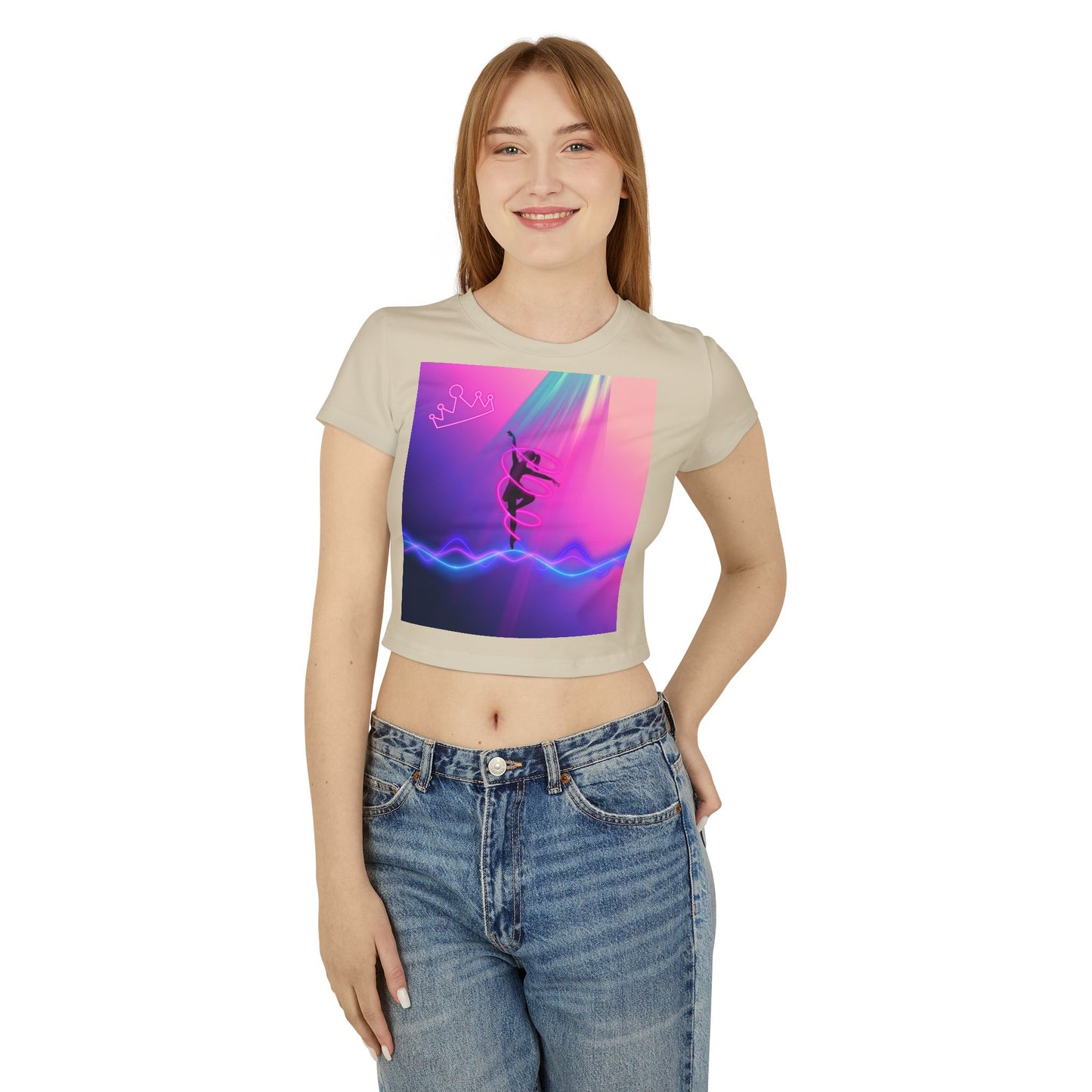Neon Aerialist Dancer Crop Tee | Pink Purple Vaporwave