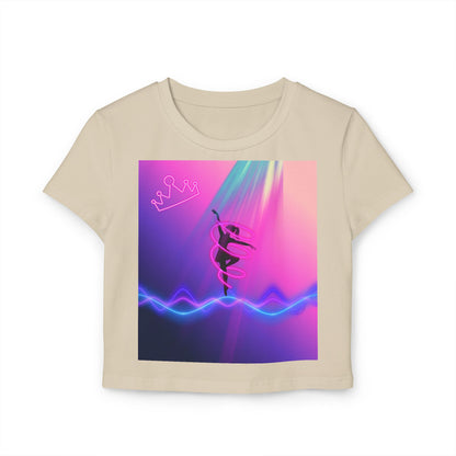 Neon Aerialist Dancer Crop Tee | Pink Purple Vaporwave