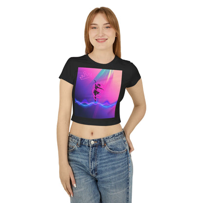 Neon Aerialist Dancer Crop Tee | Pink Purple Vaporwave