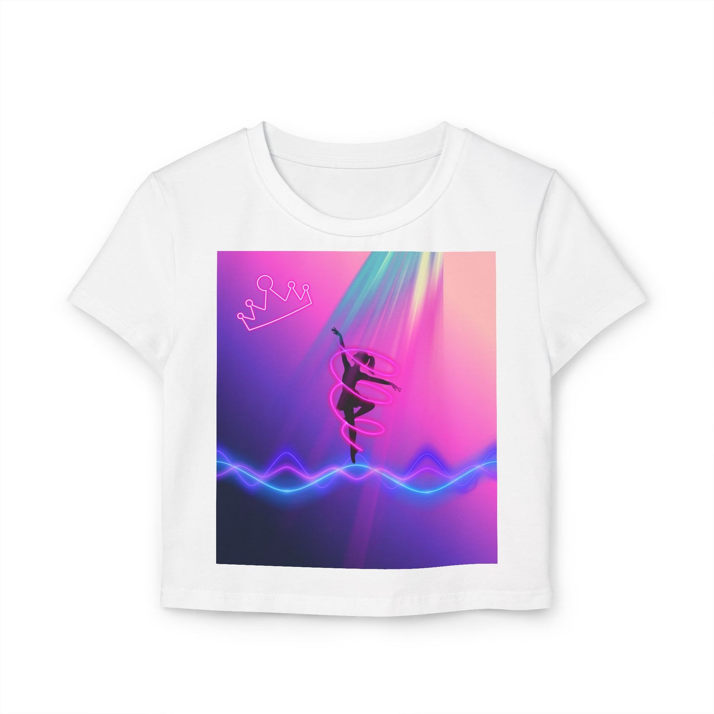 Neon Aerialist Dancer Crop Tee | Pink Purple Vaporwave