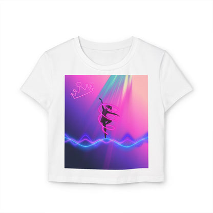 Neon Aerialist Dancer Crop Tee | Pink Purple Vaporwave