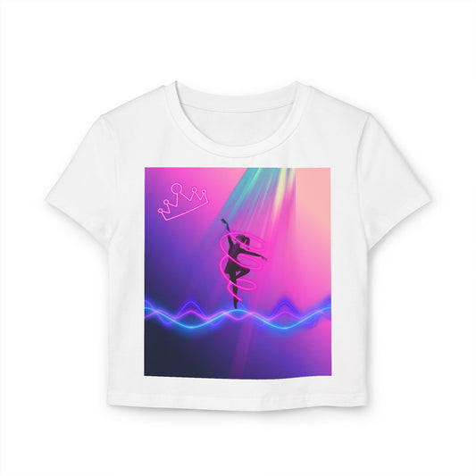Neon Aerialist Dancer Crop Tee | Pink Purple Vaporwave